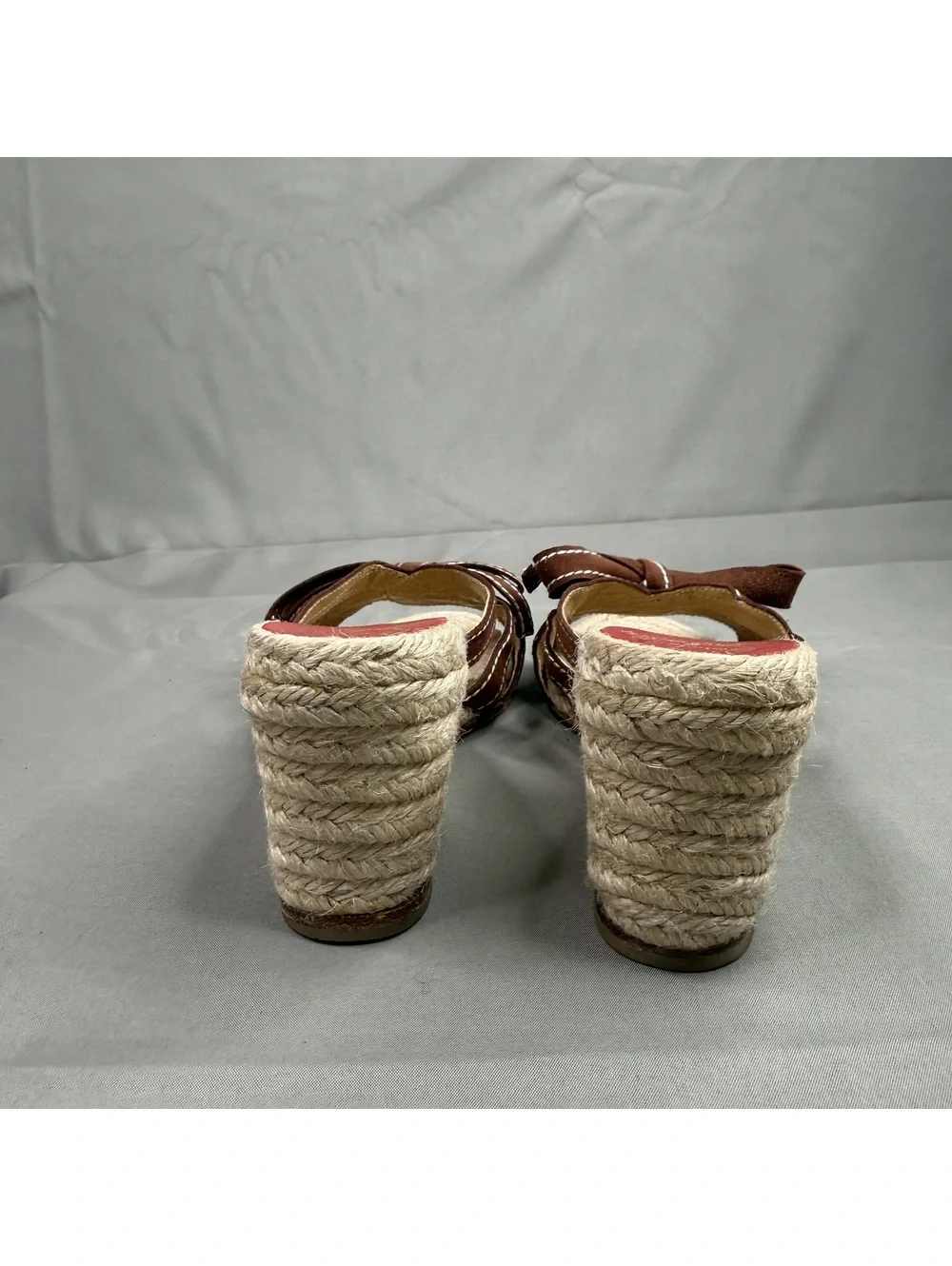 Christian Louboutin Womens 37 EU Brown Leather Espadrille Wedge Sandals